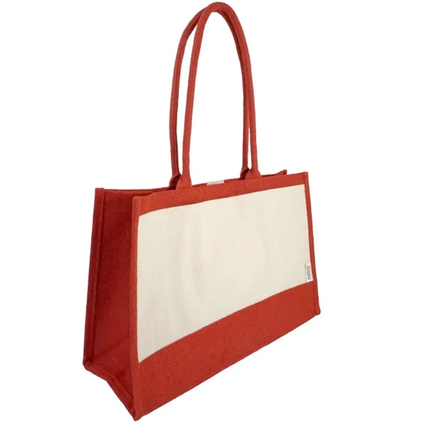 Seattle Recycled Cotton Front Pocket Jute Shopper Tote Bag