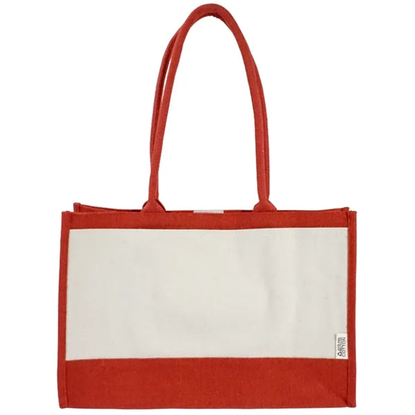 Seattle Recycled Cotton Front Pocket Jute Shopper Tote Bag