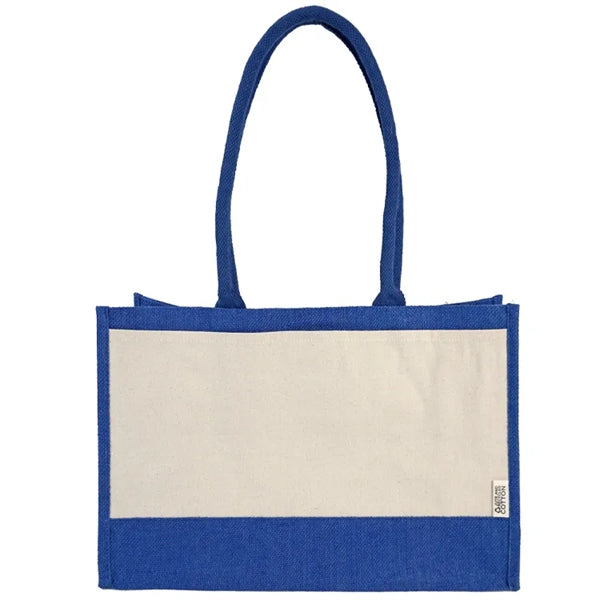 Seattle Recycled Cotton Front Pocket Jute Shopper Tote Bag