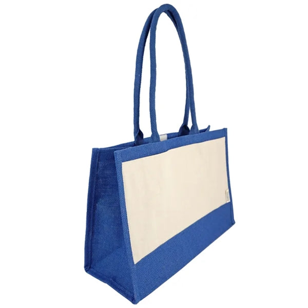 Seattle Recycled Cotton Front Pocket Jute Shopper Tote Bag