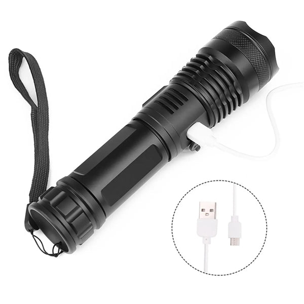 LED Outdoor Zoomable Tactical Rechargeable Flashlight Torch