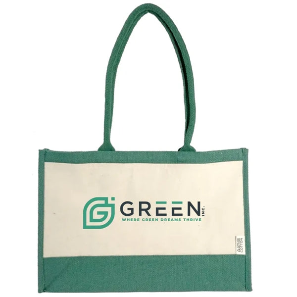 Seattle Recycled Cotton Front Pocket Jute Shopper Tote Bag
