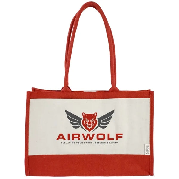 Seattle Recycled Cotton Front Pocket Jute Shopper Tote Bag