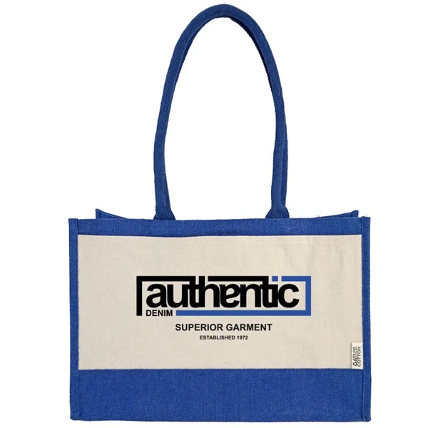 Seattle Recycled Cotton Front Pocket Jute Shopper Tote Bag