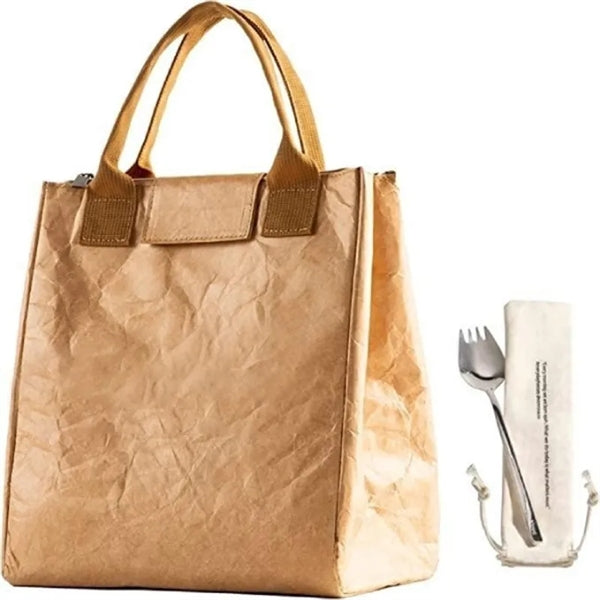 Water-Resistant Tyvek Lunch Bag with Stainless Spork