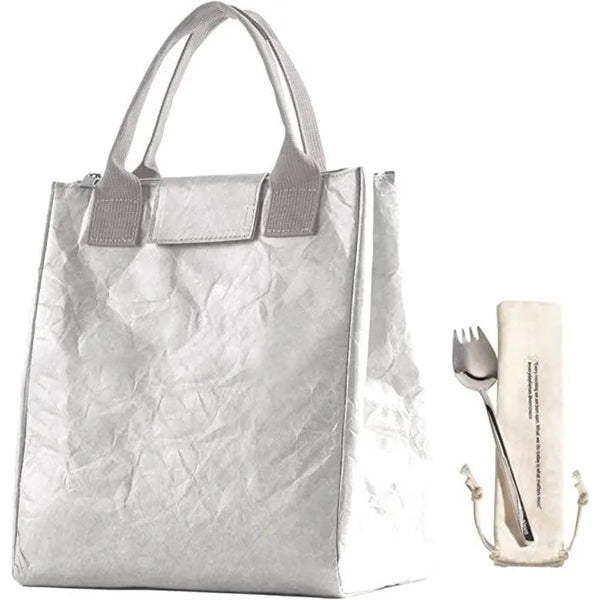 Water-Resistant Tyvek Lunch Bag with Stainless Spork