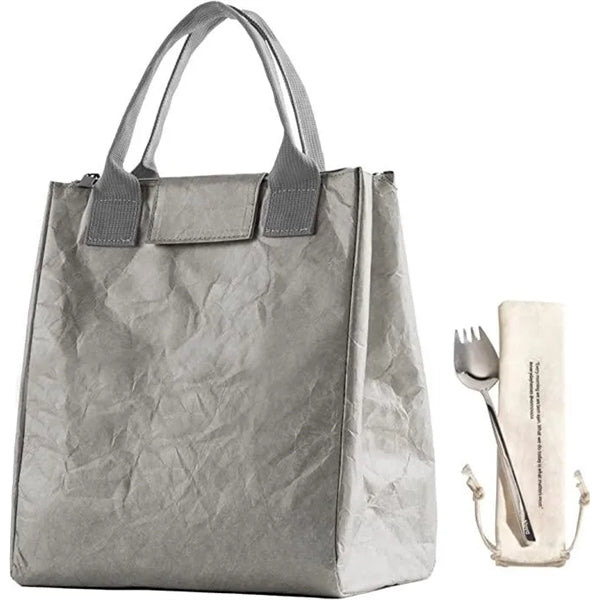 Water-Resistant Tyvek Lunch Bag with Stainless Spork