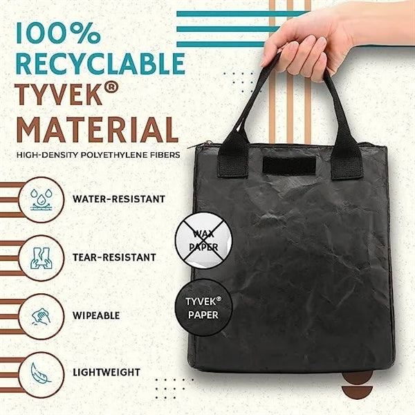 Water-Resistant Tyvek Lunch Bag with Stainless Spork