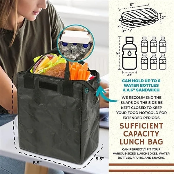 Water-Resistant Tyvek Lunch Bag with Stainless Spork