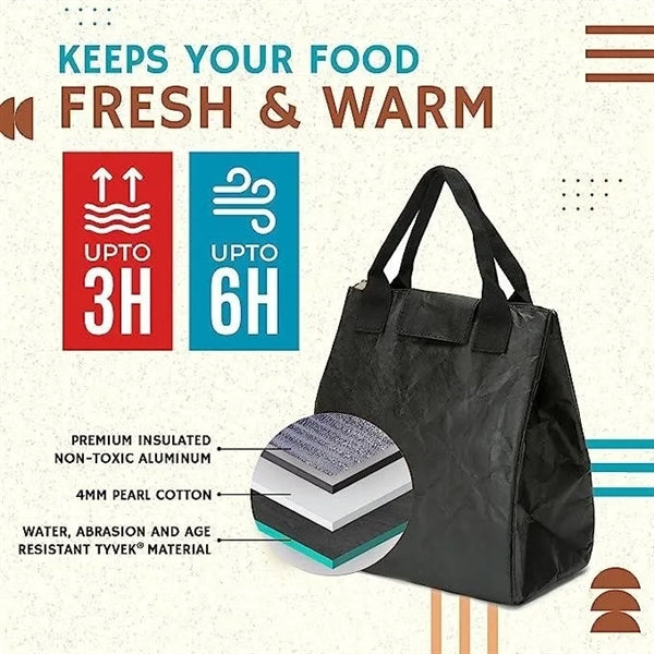Water-Resistant Tyvek Lunch Bag with Stainless Spork