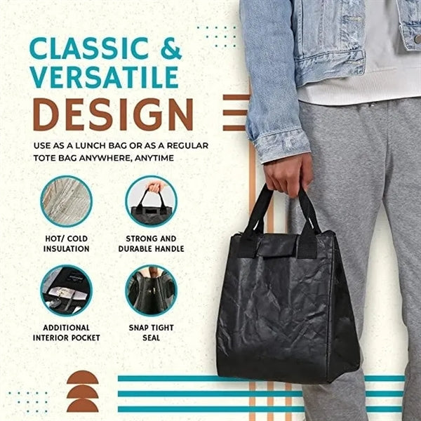 Water-Resistant Tyvek Lunch Bag with Stainless Spork
