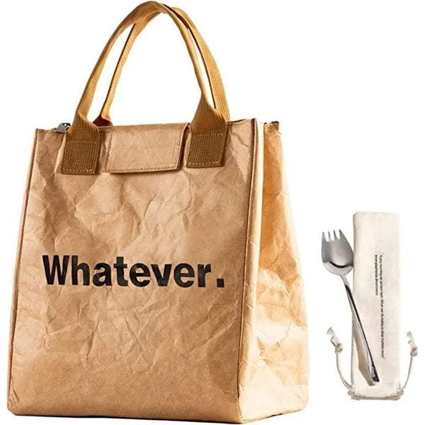 Water-Resistant Tyvek Lunch Bag with Stainless Spork