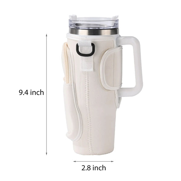 Neoprene Cup Sleeve With Strap And Pocket