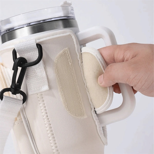 Neoprene Cup Sleeve With Strap And Pocket