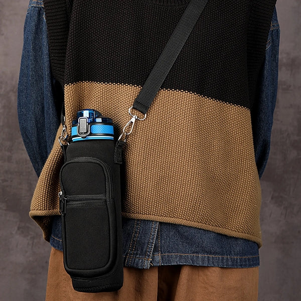 Neoprene Cup Sleeve With Strap And Pocket