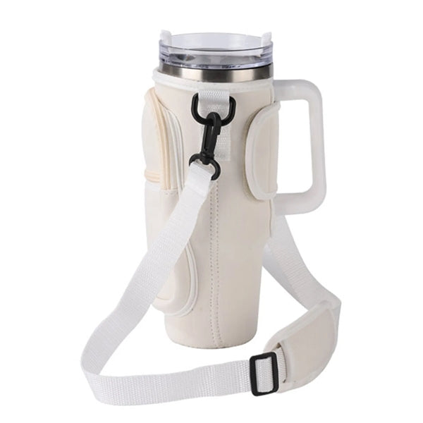 Neoprene Cup Sleeve With Strap And Pocket