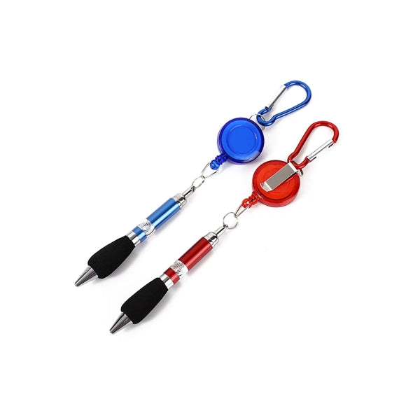 Retractable Badge Reel Carabiner Buckle Ball-Point Pen