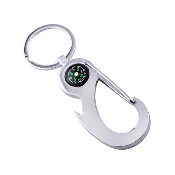 Bottle Opener Hook Keychain with Compass