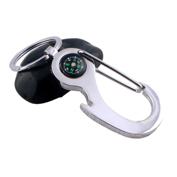 Bottle Opener Hook Keychain with Compass