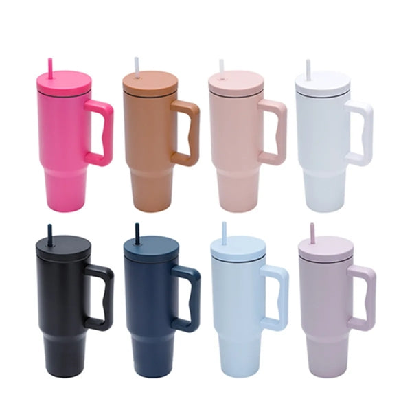 40 oz. Stainless Steel Tumbler with Handle and Straw Lid