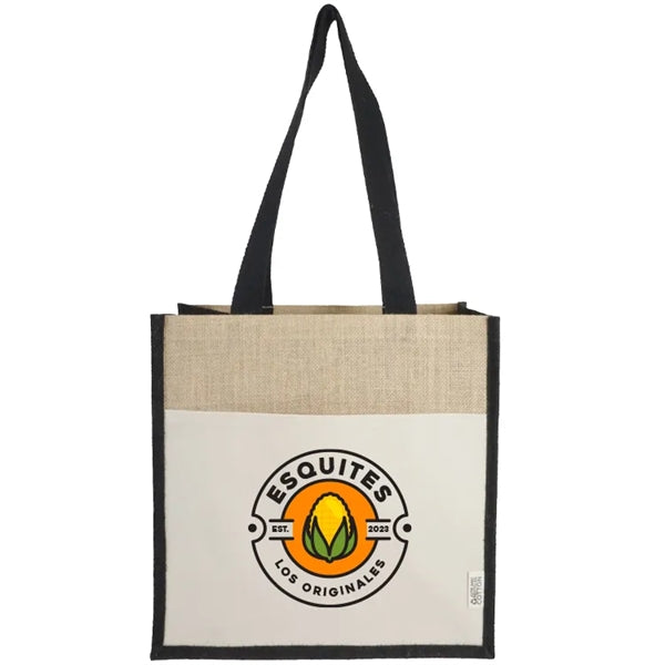 Miami Recycled Cotton Canvas Front Pocket Jute Tote Bag
