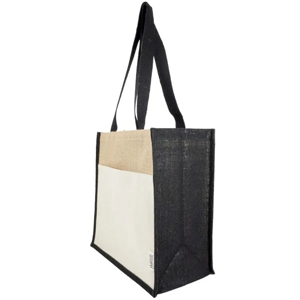 Miami Recycled Cotton Canvas Front Pocket Jute Tote Bag