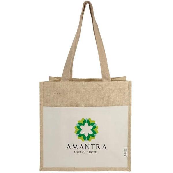 Miami Recycled Cotton Canvas Front Pocket Jute Tote Bag