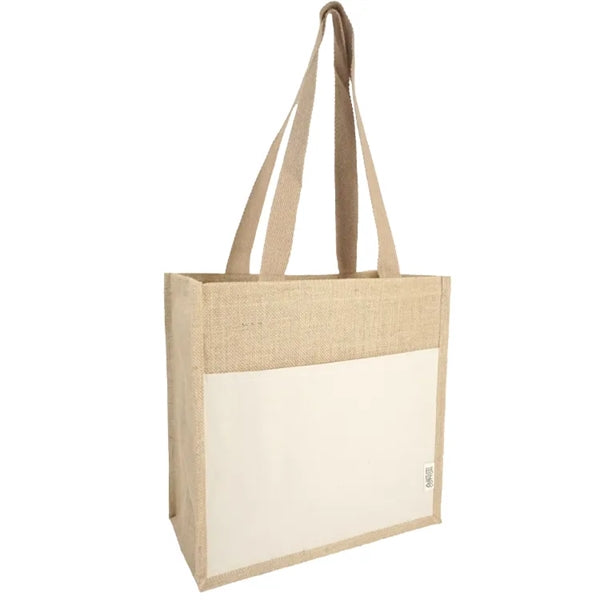 Miami Recycled Cotton Canvas Front Pocket Jute Tote Bag