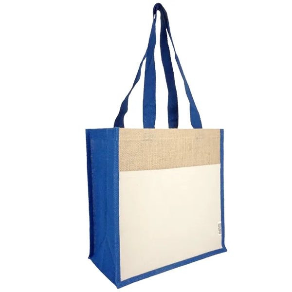 Miami Recycled Cotton Canvas Front Pocket Jute Tote Bag