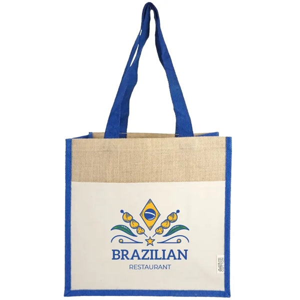 Miami Recycled Cotton Canvas Front Pocket Jute Tote Bag