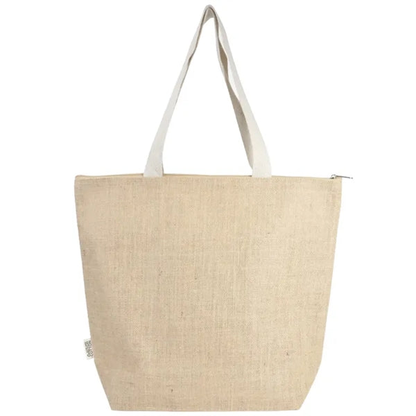 Portland Recycled 10oz Cotton Top Zipper Jute Tote Bag