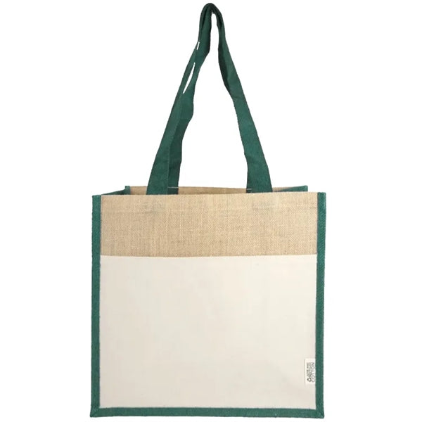 Miami Recycled Cotton Canvas Front Pocket Jute Tote Bag