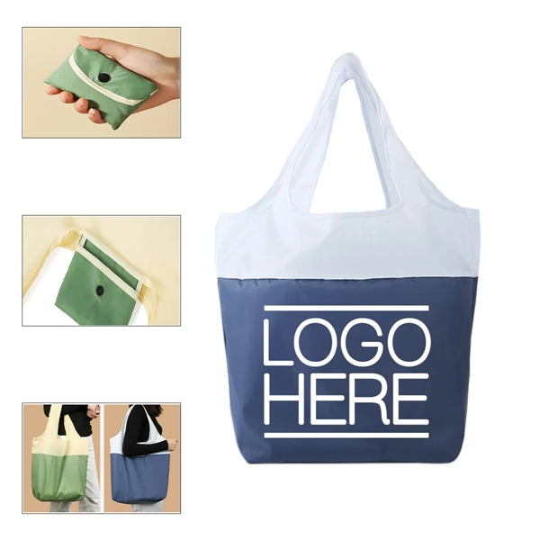 Two-Tone Foldable Shopper Tote