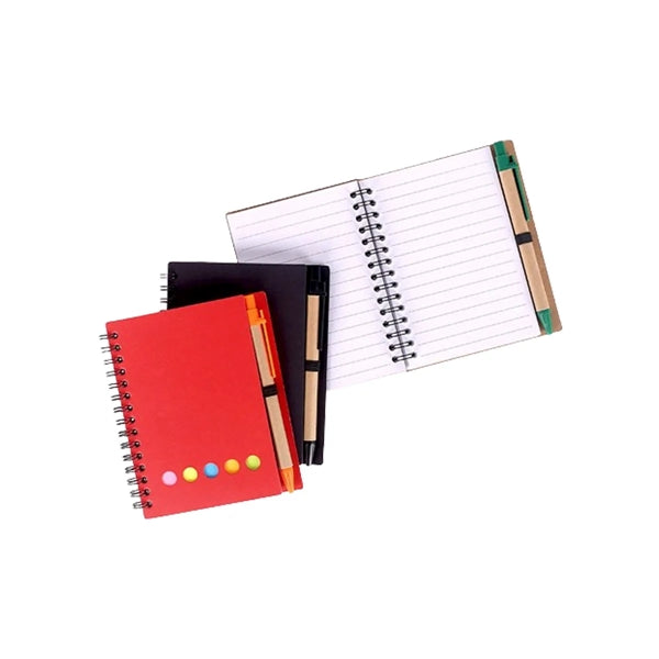 Eco-Inspired Notebook with Sticky Notes and Pens