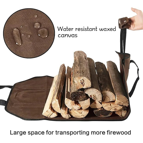 Canvas Firewood Carrier with Handles