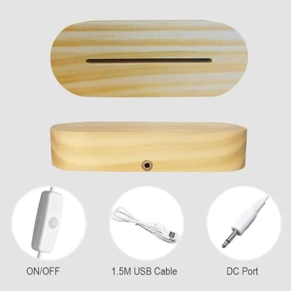 3D Acrylic LED Wooden Table Lamp