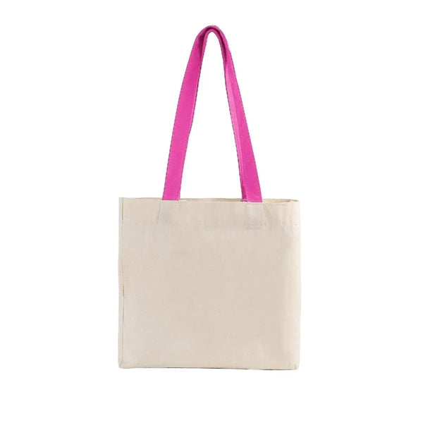 Cotton Colored Handle Tote with Gusset