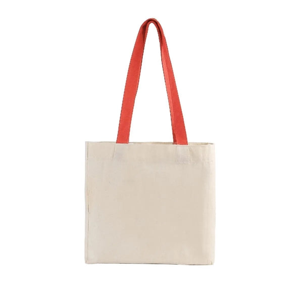 Cotton Colored Handle Tote with Gusset