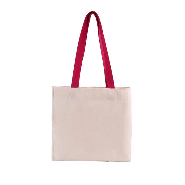 Cotton Colored Handle Tote with Gusset