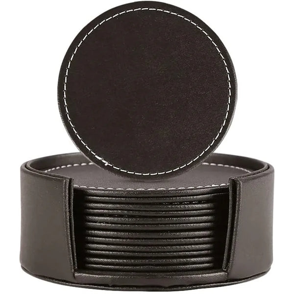 6 PCS Premium PU Leather Coaster with Holder