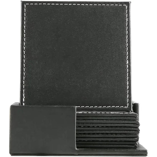 6 PCS Premium PU Leather Coaster with Holder