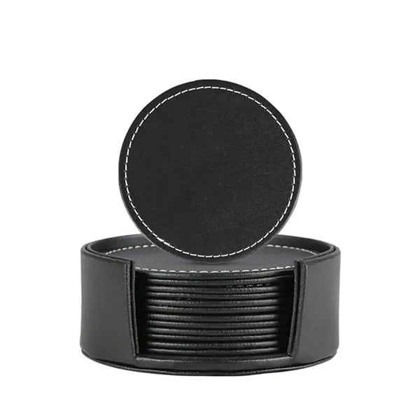 6 PCS Premium PU Leather Coaster with Holder