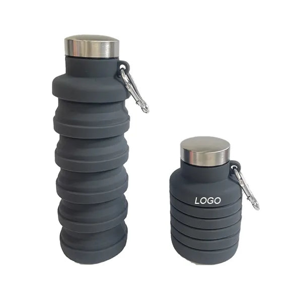 Portable Foldable Sports Water Bottle, with Carabiner