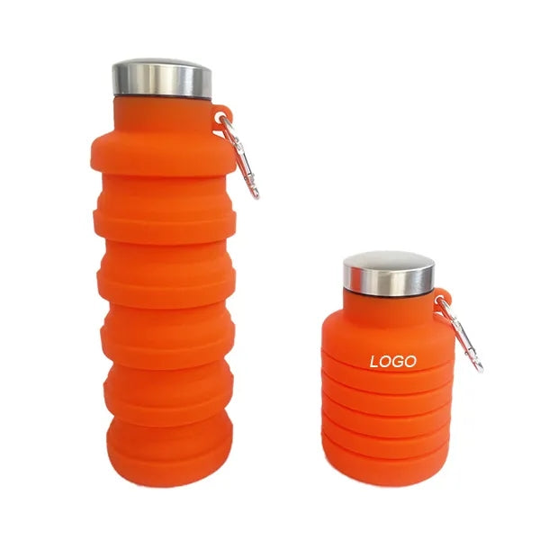 Portable Foldable Sports Water Bottle, with Carabiner