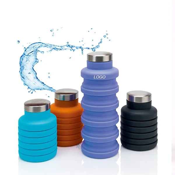 Portable Foldable Sports Water Bottle, with Carabiner