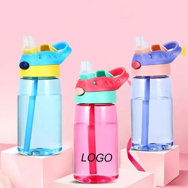 Kids Water Bottle with Straw Top, Leak-Proof When Closed