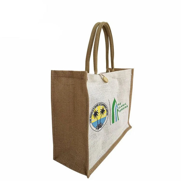 Jute Tote with Button Closure
