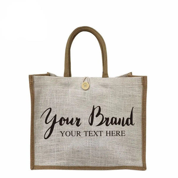 Jute Tote with Button Closure