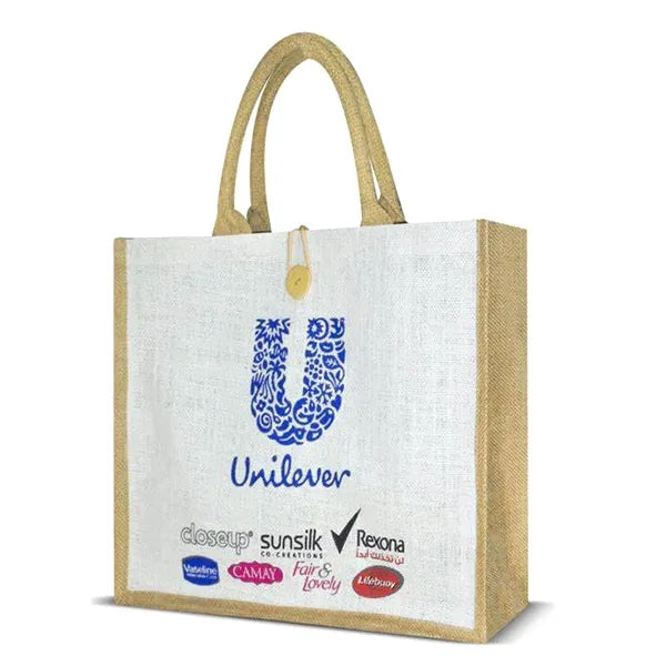 Jute Tote with Button Closure