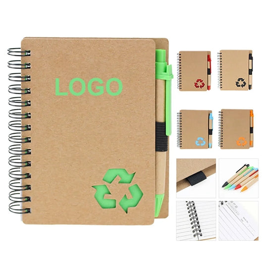 Mini Kraft Spiral Notebooks with Pen